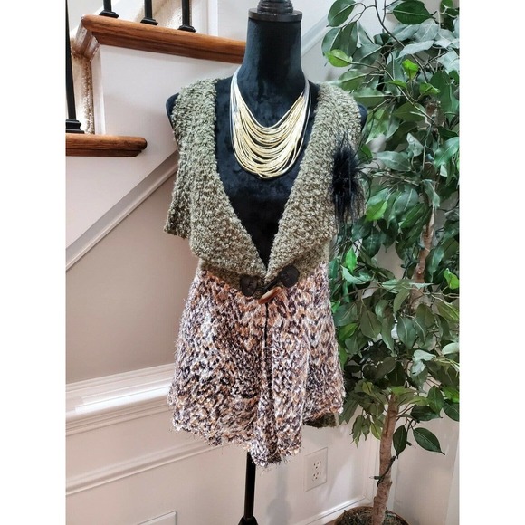 101 Idees Women's Green Cotton & Acrylic Sleeveless Knit Sweater Size Small - Picture 12 of 12